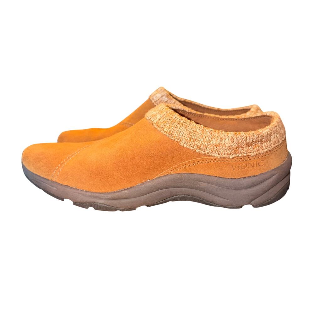 Vionic Arbor Clogs Women’s Size 9.5 Wide Brown Leather Slip On Comfort Shoes